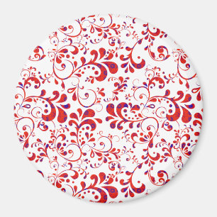 Süßes rot-weißes Blumenmuster Magnet