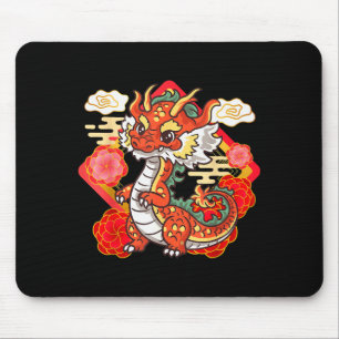 Süßes rotes chinesisches Neujahr des Drachen 2024 Mousepad