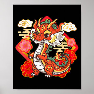 Süßes rotes chinesisches Neujahr des Drachen 2024 Poster