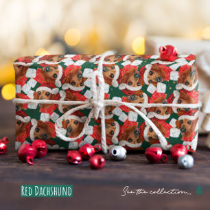 Süßes rotes Dachshund-Weihnachtsmuster Geschenkpapier