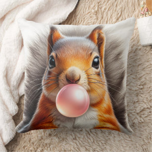 Süßes Rotes Eichhörnchen Bläst Kaugummi Whimsical  Kissen