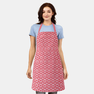 Süßes rotes Gingham mit Pfotenabdruck-Muster Schürze