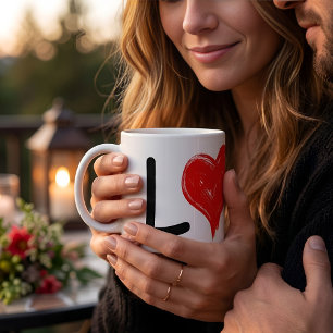 Süßes rotes Herz farbenfrohe Zeichnung für Liebe Kaffeetasse