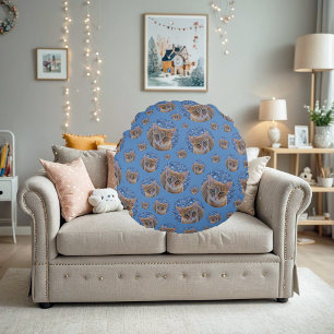 Süßes rotes Kätzchen - Katzenmuster Rundes Kissen