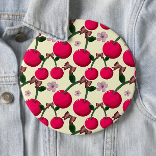 Süßes rotes Kirschenmuster Button