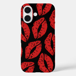 Süßes rotes Lippenstift Küsse küssen Lippen Muster iPhone 16 Hülle