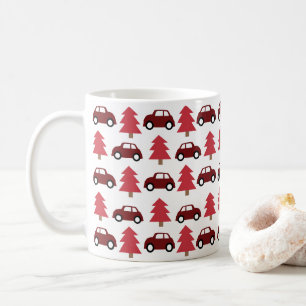 Süßes rotes Spielzeugauto Weihnachtsbaum Kaffeetasse