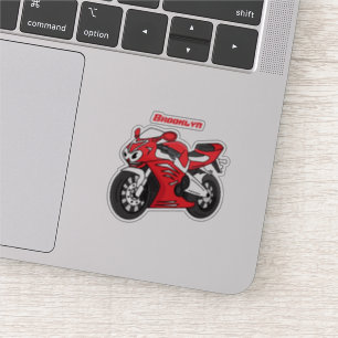Süßes rotes Sportmotorrad-Cartoon Aufkleber