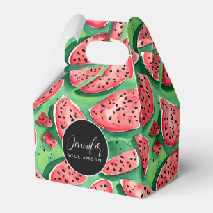 Süßes rotes und grünes Wassermelonen-Aquarellmuste Geschenkschachtel