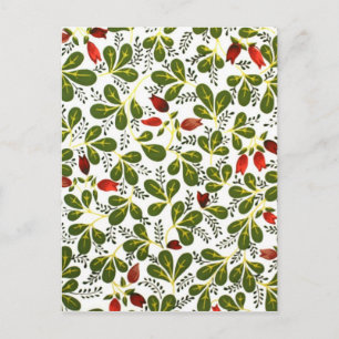 Süßes rotes Vintage-Blumenmuster Postkarte