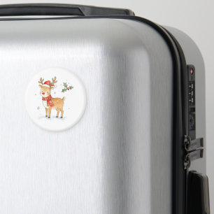 Süßes Rotnasenrentier mit Schal für Weihnachten  Magnet