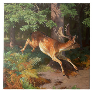 Süßes Rotwild im Wald Fliese