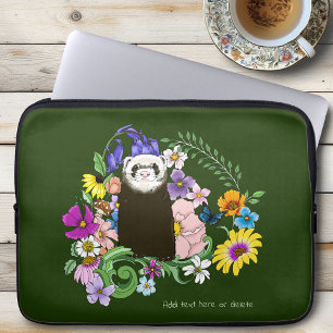 Süßes Sable-Frettchen Wildblumen Grüner Wald Laptopschutzhülle