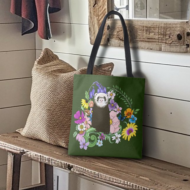 Süßes Sable-Frettchen Wildblumen Grüner Wald Tasche (Von Creator hochgeladen)