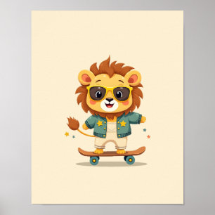 Süßes Safari-Babylöwen – Whimsische Kinderzimmer-W Poster