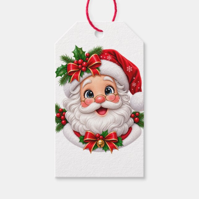 Süßes Santa-Gesicht Geschenkanhänger (Vorderseite)