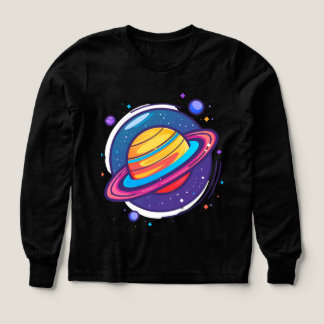 Süßes Saturn-Planet-Baby-T-Shirt – Farbiger Weltra