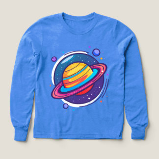 Süßes Saturn-Planet-Baby-T-Shirt – Farbiger Weltra