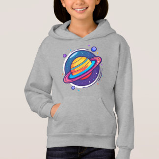 Süßes Saturn-Planet-Baby-T-Shirt – Farbiger Weltra Hoodie
