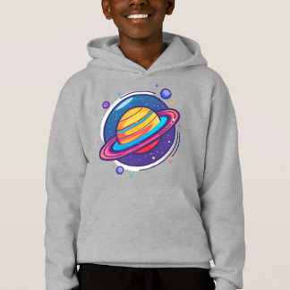 Süßes Saturn-Planet-Baby-T-Shirt – Farbiger Weltra Hoodie
