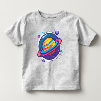 Süßes Saturn-Planet-Baby-T-Shirt – Farbiger Weltra Kleinkind T-shirt
