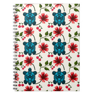 Süßes Schildkröten-Blumenmuster Notizblock
