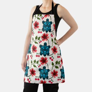 Süßes Schildkröten-Blumenmuster Schürze