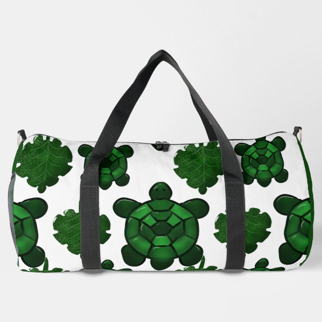 Süßes Schildkröten- und Blätter-Muster  Duffle Bag (Rückseite)