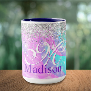 Süßes, schillerndes Einhorn mit silbernem Glitter- Tasse