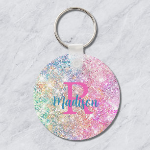 Süßes, schillerndes Einhorn rosa falscher Glitter- Schlüsselanhänger