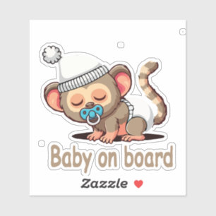 Süßes Schlafendes Affe Baby an Bord Auto Schild Au Aufkleber