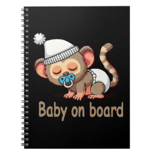Süßes Schlafendes Affe Baby an Bord Auto Schild Au Notizblock