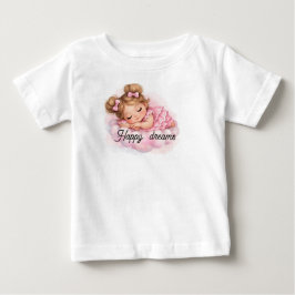 Süßes schlafendes Baby Mädchen auf rosa Wolke Kuns T-shirt