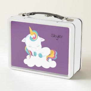 Süßes schlafendes Cartoon-Einhorn Metall Brotdose