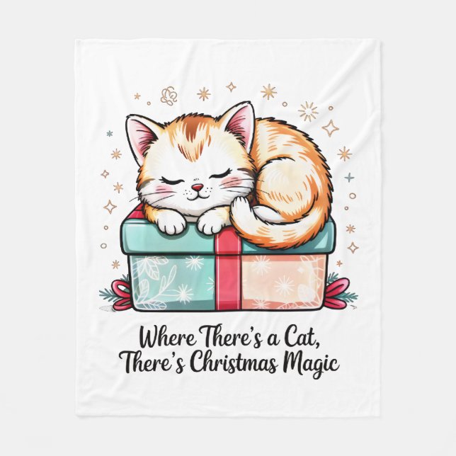 Süßes Schlafendes Kätzchen - Cozy Wintergeschenk Fleecedecke (Vorderseite)