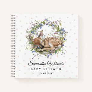Süßes schlafendes Reh Baby Shower Gästebuch Notizbuch