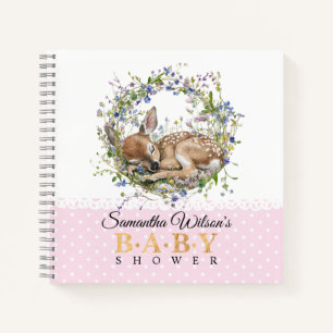 Süßes schlafendes Reh Baby Shower Gästebuch Notizbuch