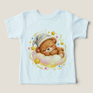 Süßes Schlafendes Teddybär-Shiny-T-Shirt für Klein