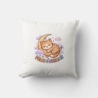 Süßes Schlafkatze auf Mond Sticker Design Kissen