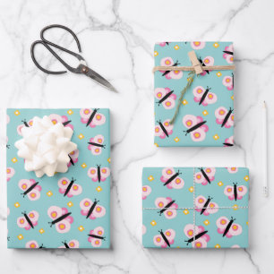 Süßes Schmetterlings-Kinder-Muster Geschenkpapier Set