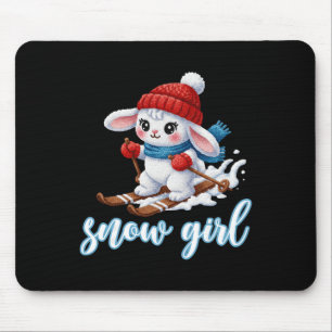 Süßes Schneemädchen Snow Bunny Skiliebhaber Winter Mousepad