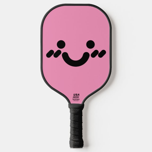 Süßes schüchternes Gesicht Hellrosa Pickleball Schläger (Vorderseite)