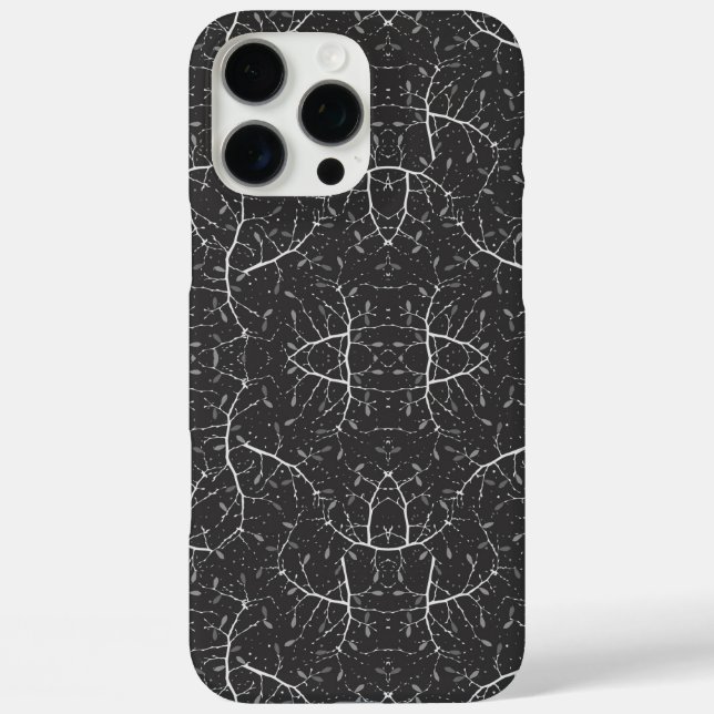 Süßes Schwarz-Weiß-Baum-Muster iPhone 16 Pro Max Hülle (Rückseite)