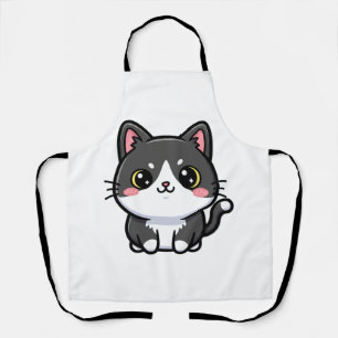 Süßes Schwarz-Weiß-Kawaii-Kätzchen Schürze