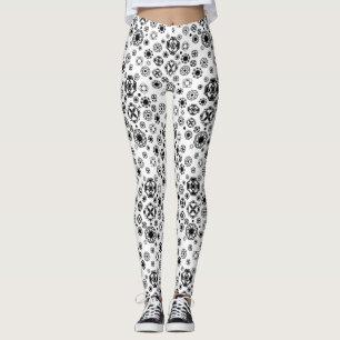 Süßes schwarz-weißes Arabesken-Dekorationsmuster Leggings
