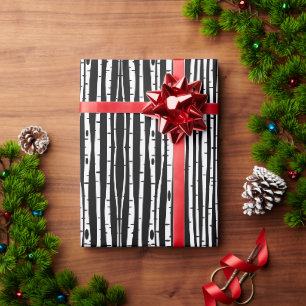 Süßes schwarz weißes Baum Muster Geschenkpapier
