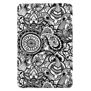 Süßes schwarz weißes florales Paisley Magnet