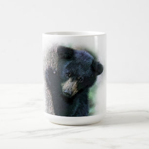 Süßes schwarzes Bärenjunges Foto Wasserfarbe Kaffeetasse