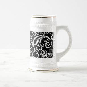 Süßes schwarzes Dalmatiner-Blumendesign Bierglas