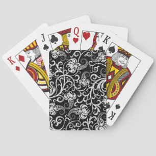 Süßes schwarzes Dalmatiner-Blumendesign Spielkarten